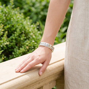 Blessed is She Who Has Believed Sterling Silver Engraved Cuff Bracelet