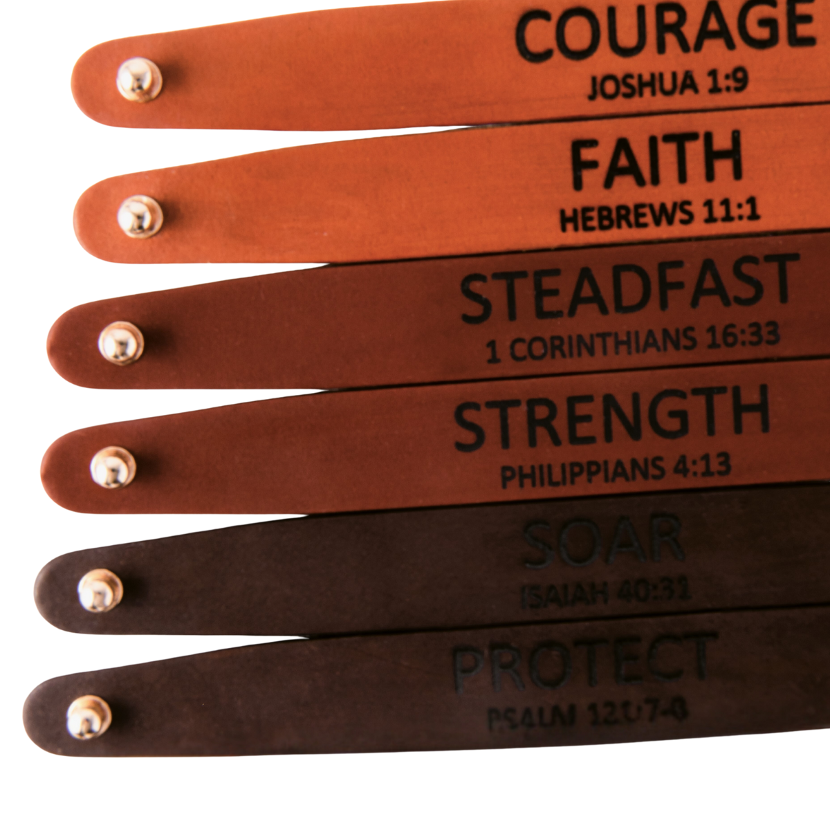 Genuine Leather Custom Engraved Bracelets | Focus Word & Scripture Reference