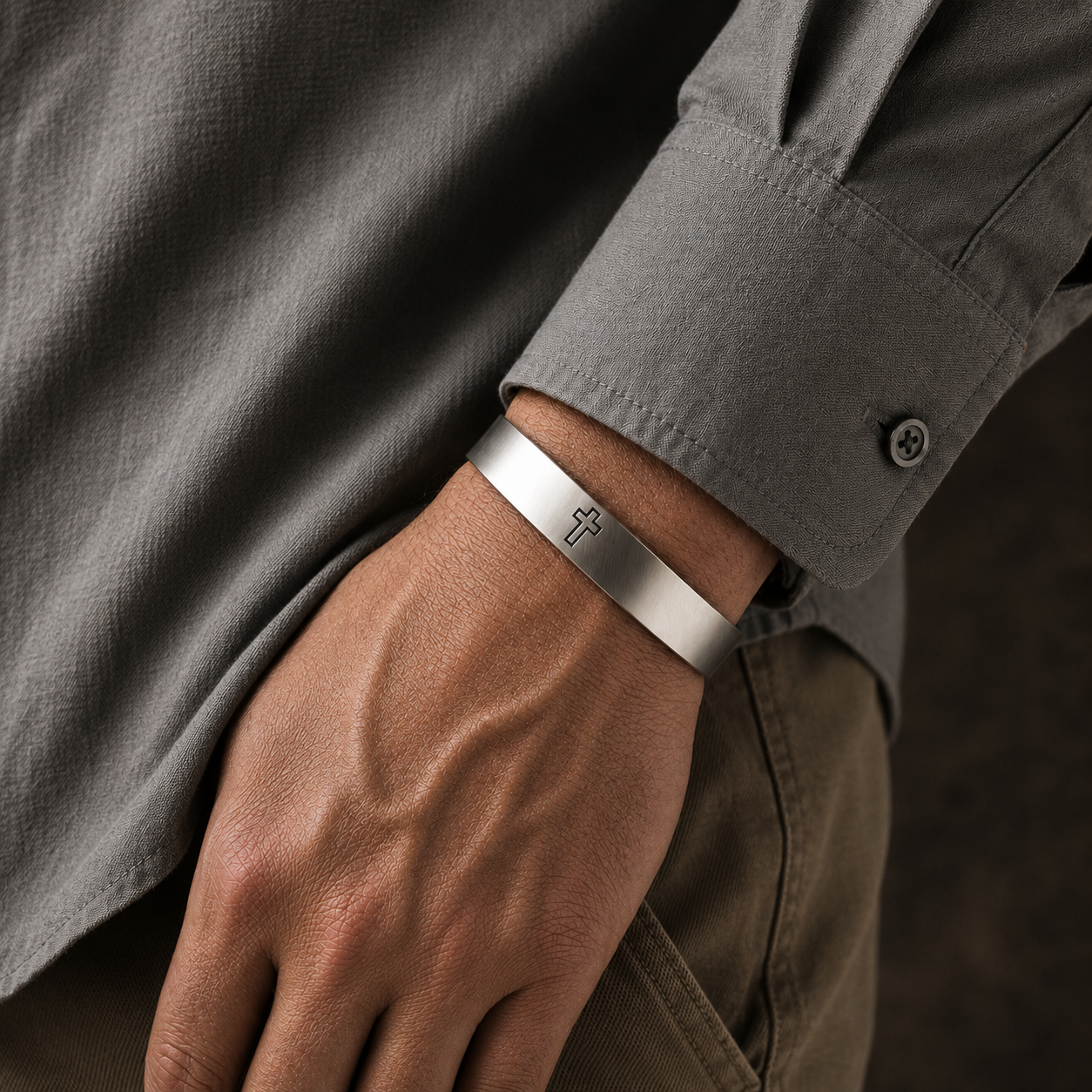 Men's Sterling Silver Custom Engraved Heavy Cuff Bracelet | 1/2" Wide