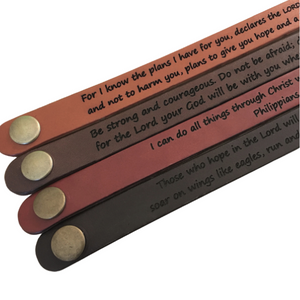 Genuine Leather Engraved Scripture Verse Bracelets | Choose Your Verse