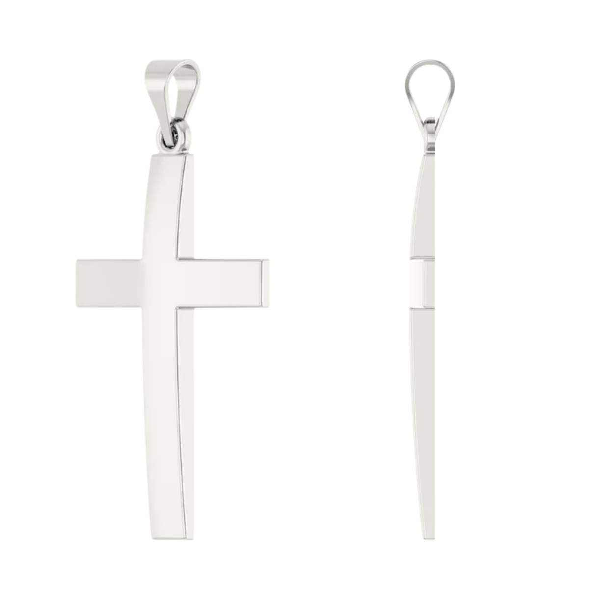 Sterling Silver Domed Cross Pendant Necklace