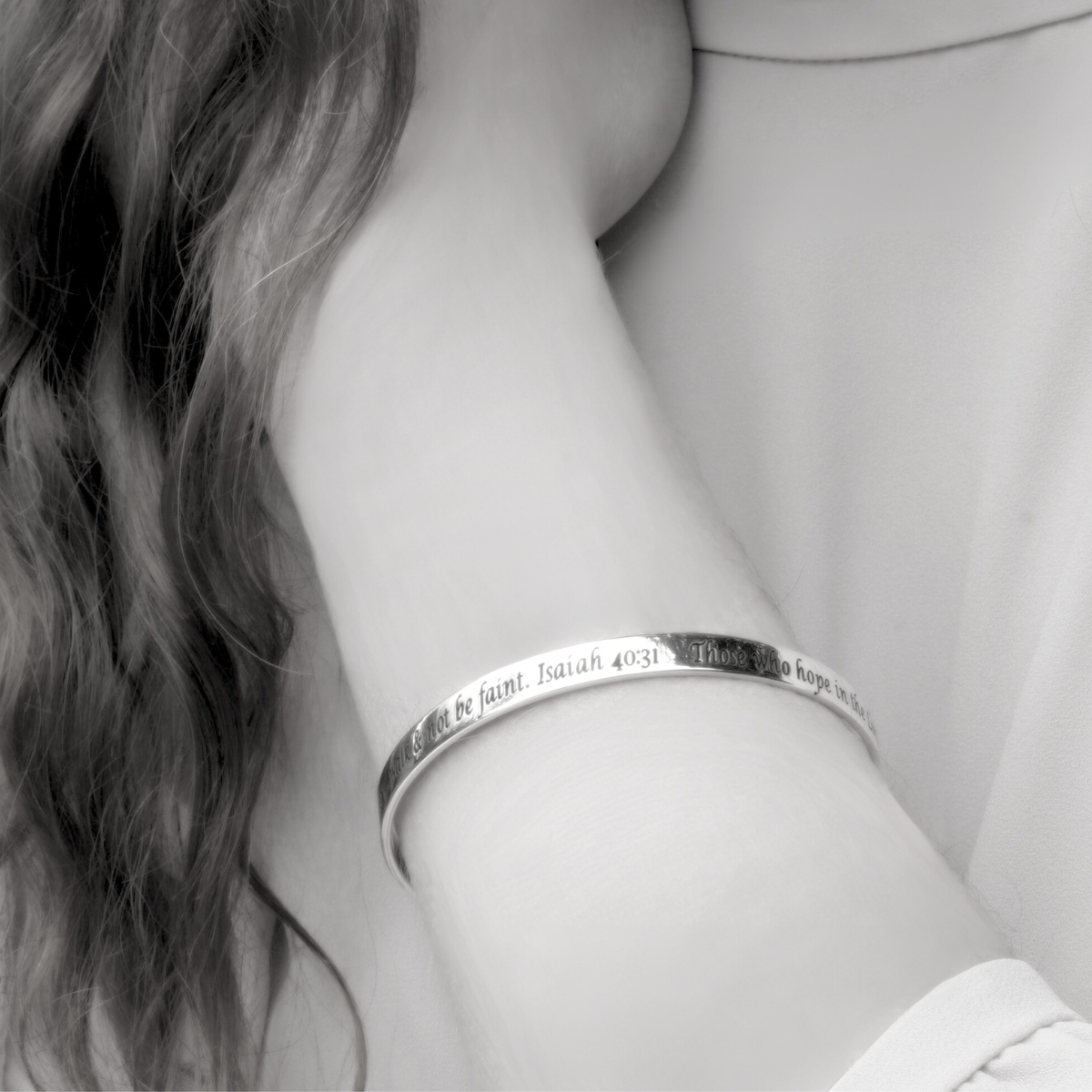 Sterling Silver Custom Engraved Personalized Bangle Bracelet