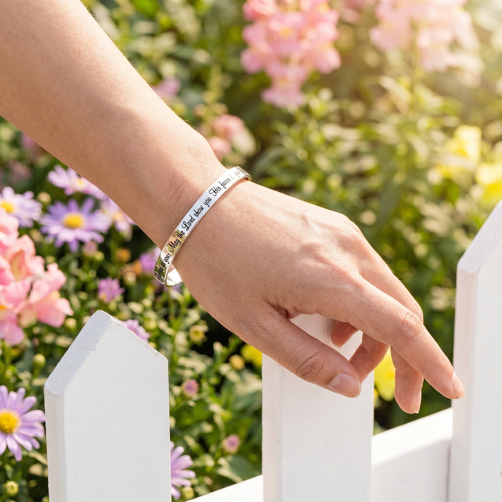 Numbers 6:24-26 Sterling Silver Bangle Bracelet | May the Lord Bless You