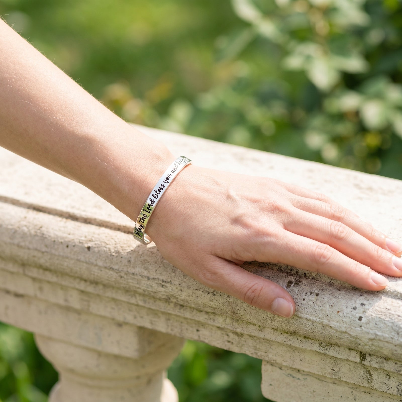 May the Lord Bless You and Keep You Engraved Cuff Bracelet | Numbers 6:24 | Sterling Silver or 14k Gold