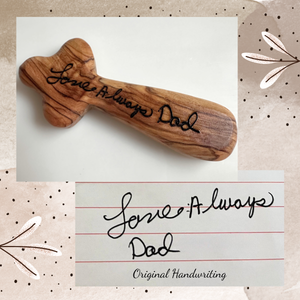 Custom Personalized Holy Land Olive Wood Cross | Engraved with Your Handwriting