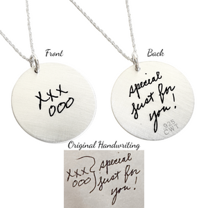 Sterling Silver Pendant Necklace | Custom Engraved with Your Actual Handwriting