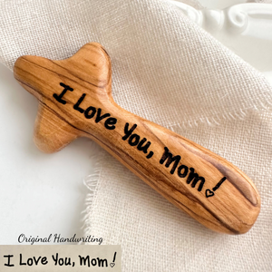 Custom Personalized Holy Land Olive Wood Cross | Engraved with Your Handwriting