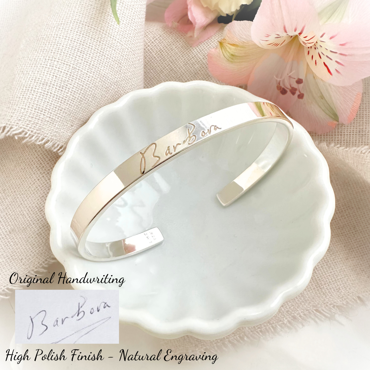 Sterling silver handwriting bracelet deals