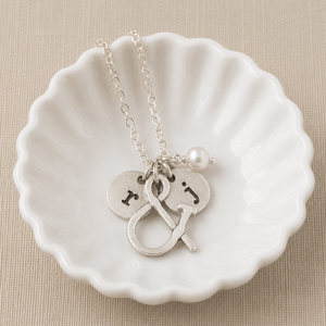 Ampersand & Freshwater Pearl Charm Necklace | Initials Available a-la-carte