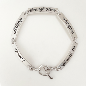 Sterling Silver Philippians 4:13 Link Bracelet | I Can Do All Things Through Christ