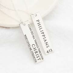 I Can Do All Things Through Christ Dog Tag Necklace – Stainless Steel, Philippians 4:13, Handmade USA