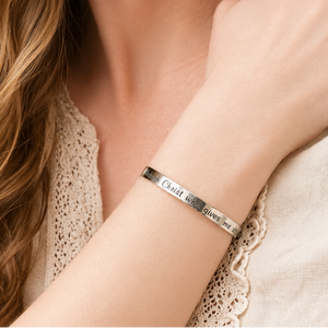 Sterling Silver Philippians 4:13 Engraved Cuff Bracelet