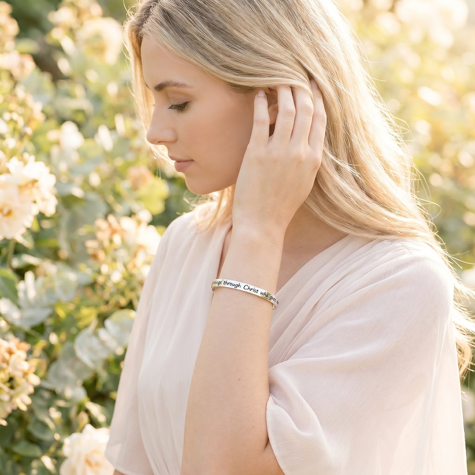 I Can Do All Things Through Christ Sterling Silver Engraved Cuff Bracelet | Philippians 4:13
