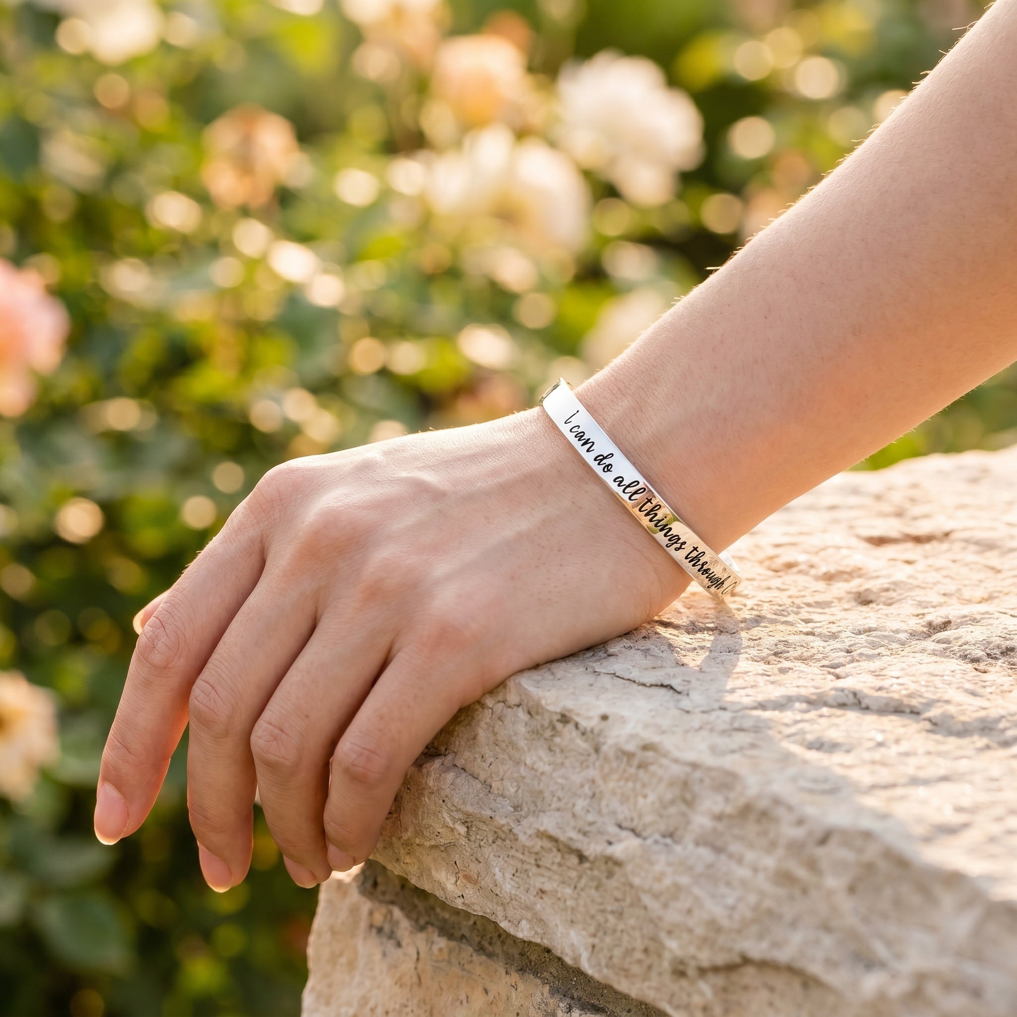 Philippians 4:13 Sterling Silver Bangle Bracelet | I Can Do All