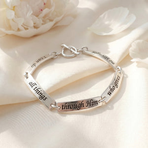 Sterling Silver Custom Engraved Link Bracelet | Personalized Inscription