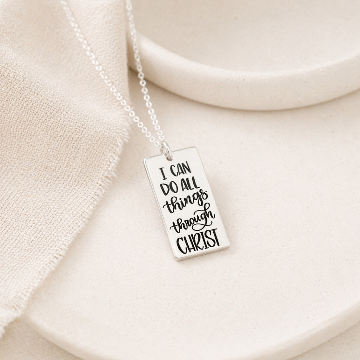 Sterling Silver I Can Do All Things Through Christ Pendant Necklace | Philippians 4:13