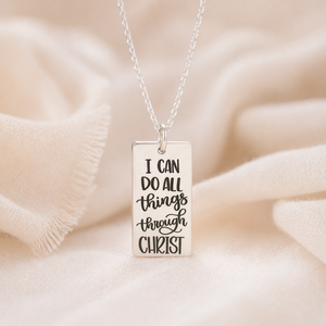 Sterling Silver I Can Do All Things Through Christ Pendant Necklace | Philippians 4:13