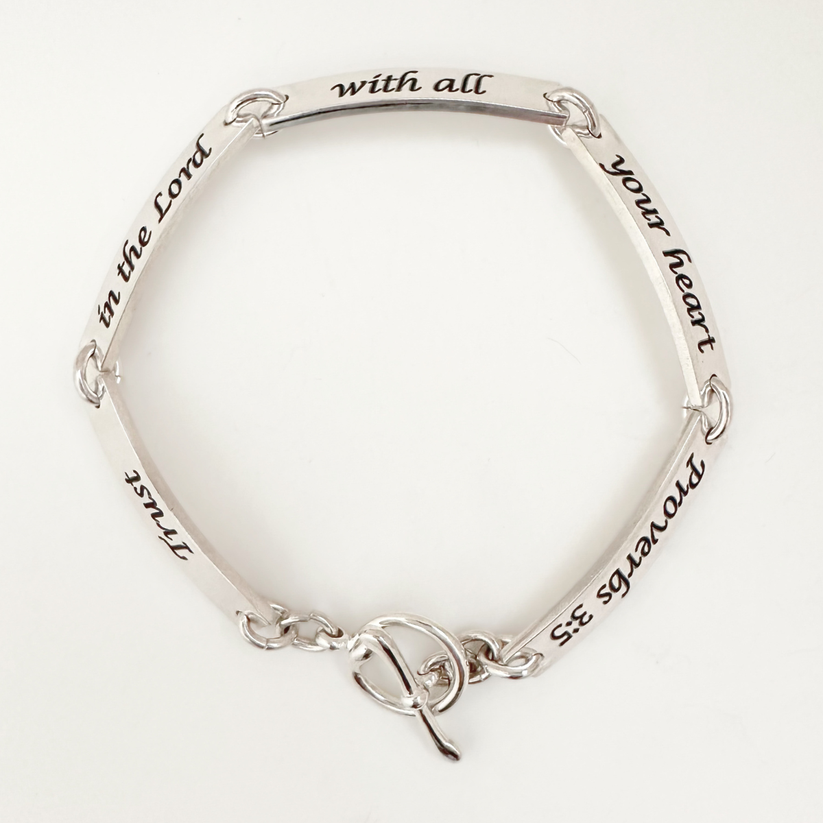 Sterling Silver Proverbs 3:5 Link Bracelet | Trust in the Lord with All Your Heart