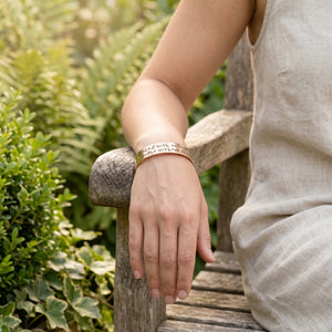 Proverbs 31:25 Engraved Gold Brass Cuff Bracelet