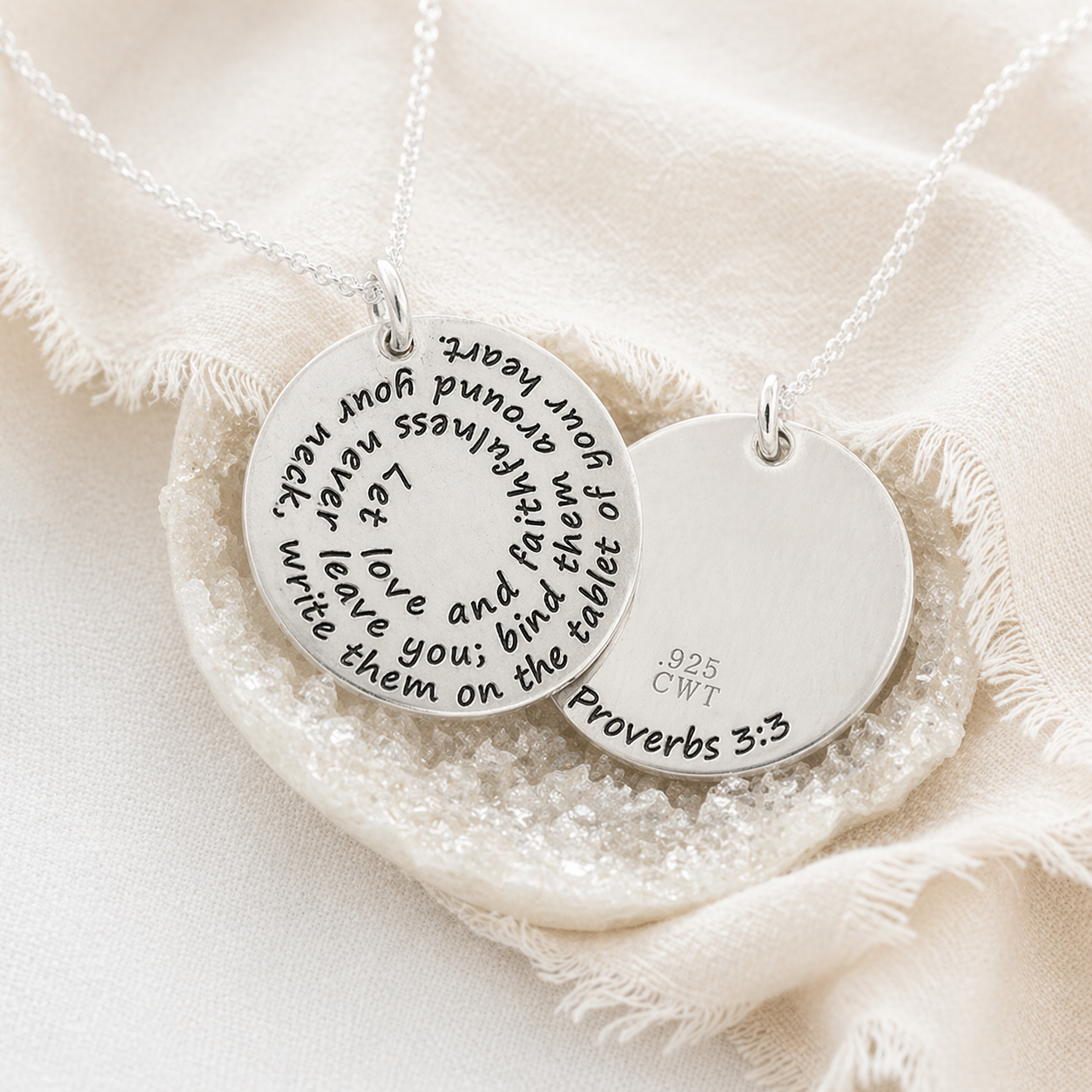 Sterling Silver Spiral Pendant Necklace | Love and Faithfulness | Proverbs 3:3