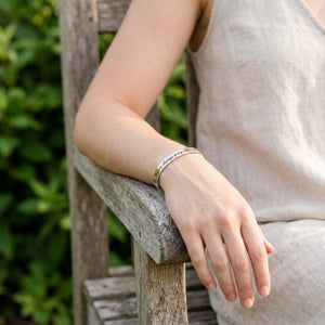 Rejoice Always, Pray Continually Sterling Silver Engraved Scripture Verse Cuff Bracelet