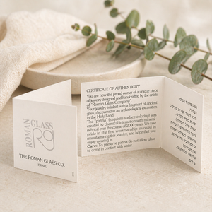 Roman glass necklace card