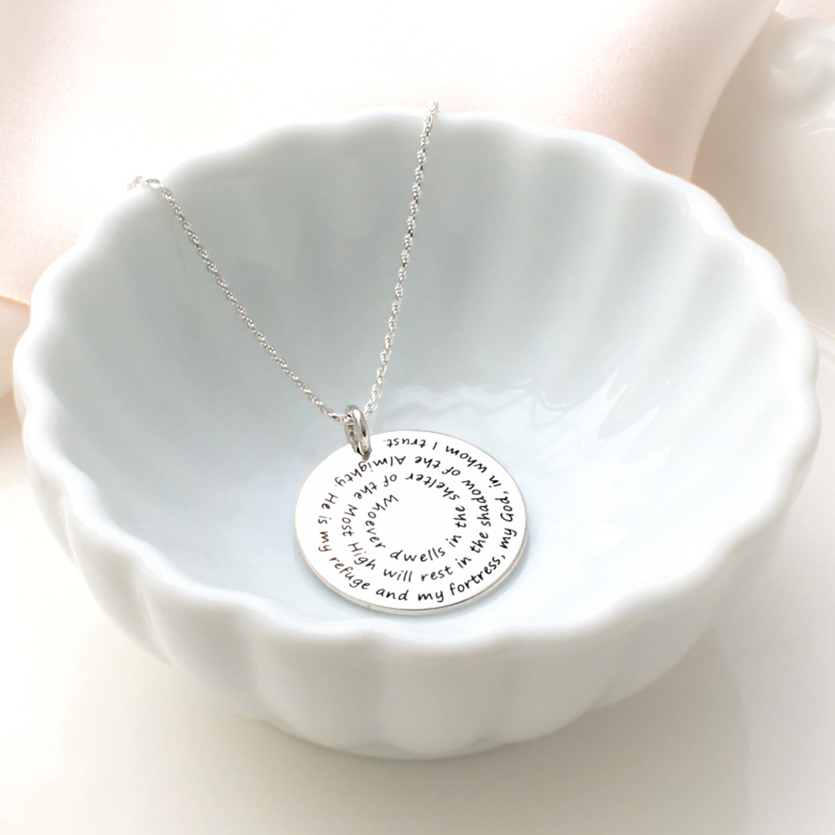 Gratitude Symbol Necklace / Solid 14k Gold Gratitude Spiral / Solid  Sterling Silver Chain