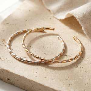 Sterling Silver and 14k Gold Filled Mixed Metal Twist Cuff Bracelet