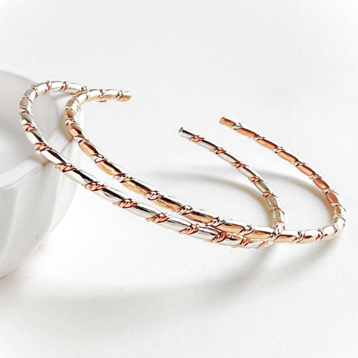 Sterling Silver and Gold Filled Mixed Metal Twist Cuff Bracelet