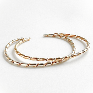 Sterling Silver and Gold Filled Mixed Metal Twist Cuff Bracelet