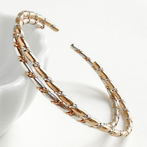 Sterling Silver and Gold Filled Mixed Metal Twist Cuff Bracelet