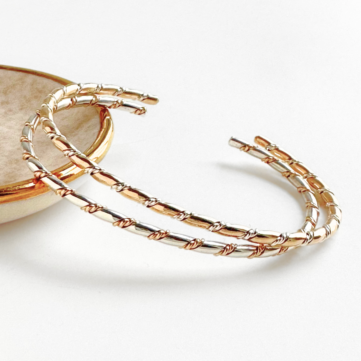 Sterling Silver and Gold Filled Mixed Metal Twist Cuff Bracelet