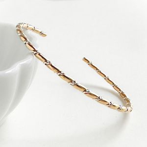 Sterling Silver and Gold Filled Mixed Metal Twist Cuff Bracelet