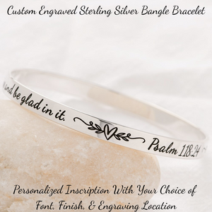 Sterling Silver Custom Engraved Personalized Bangle Bracelet
