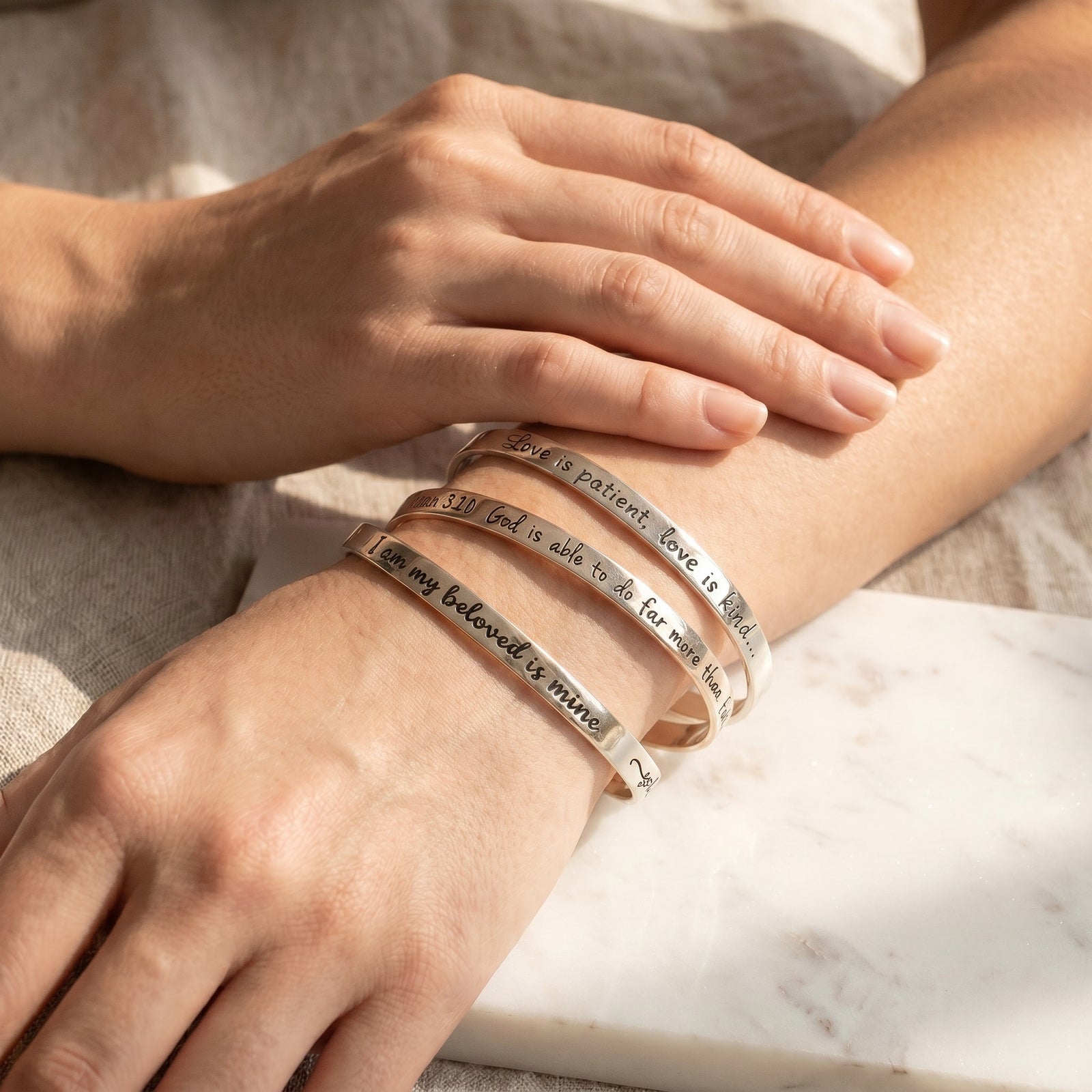 1 Corinthians 13 Sterling Silver Bangle Bracelet | Love is Patient