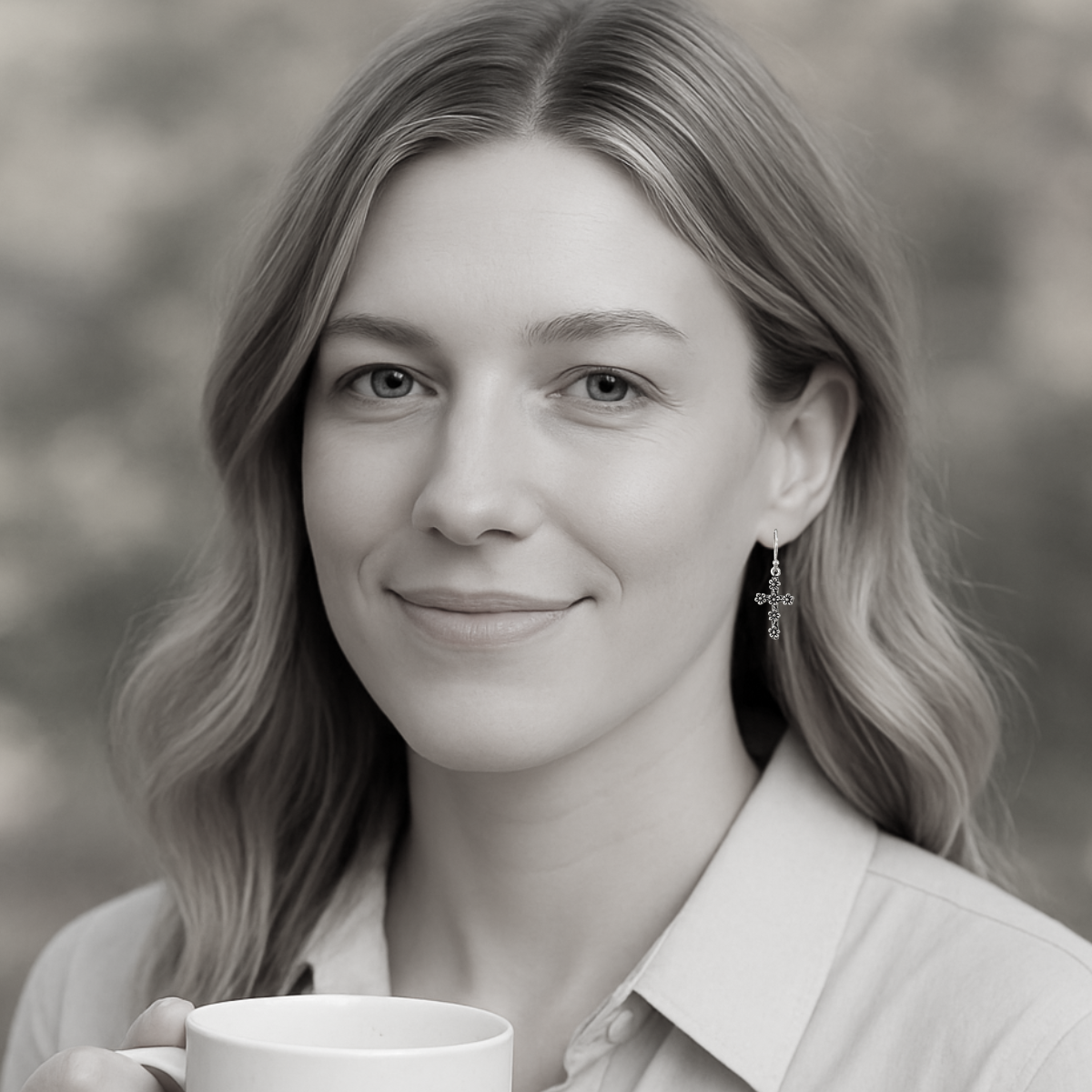 Sterling Silver Flowering Cross Earrings