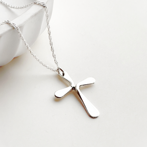 Sterling Silver Forged Cross Pendant Necklace