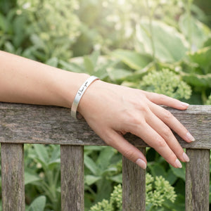 Sterling Silver Custom Bangle Bracelet Engraved with Your Handwriting