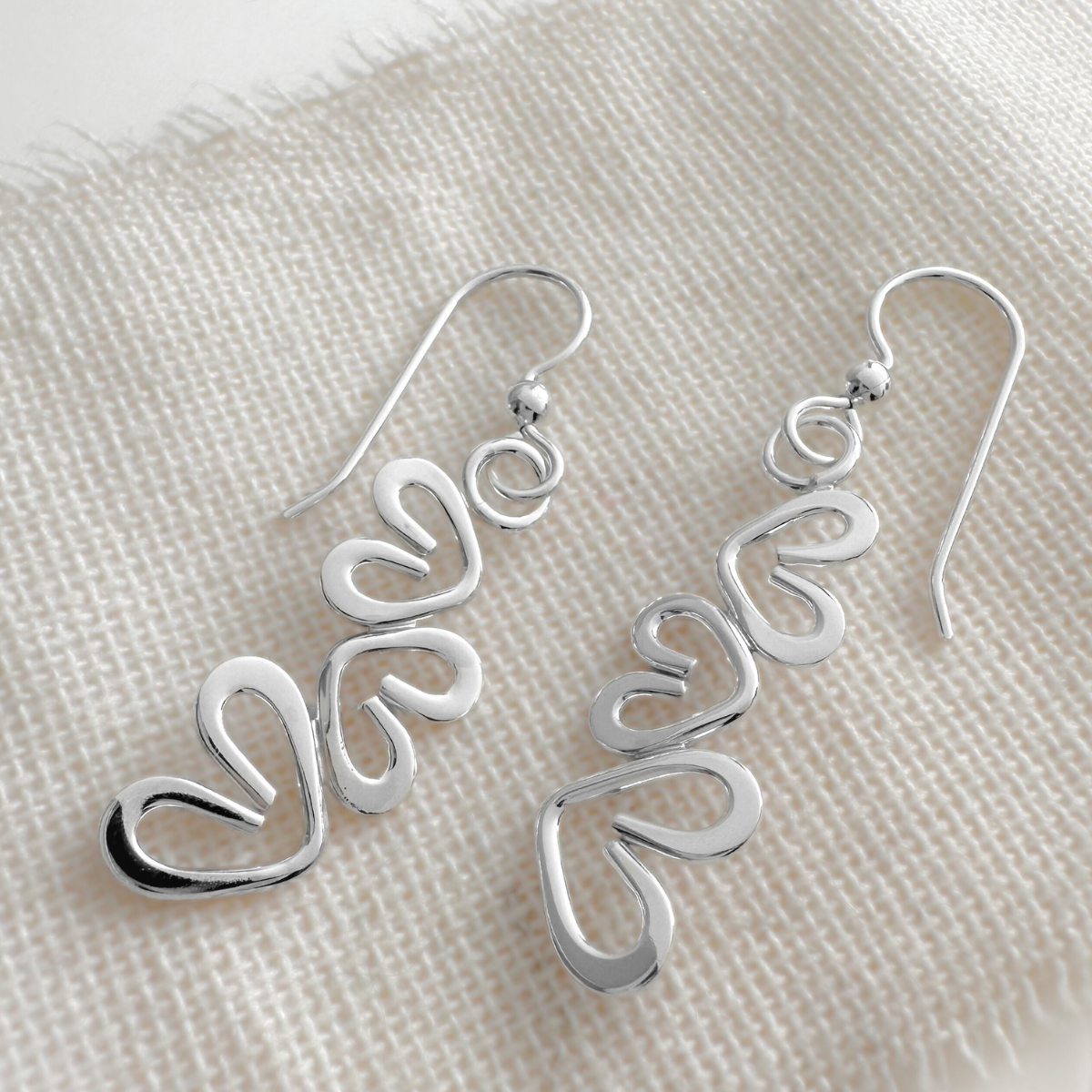 Sterling Silver Trinity Heart Earrings