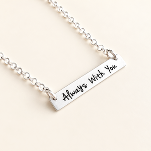 Sterling Silver Custom Engraved Horizontal Bar Pendant Necklace