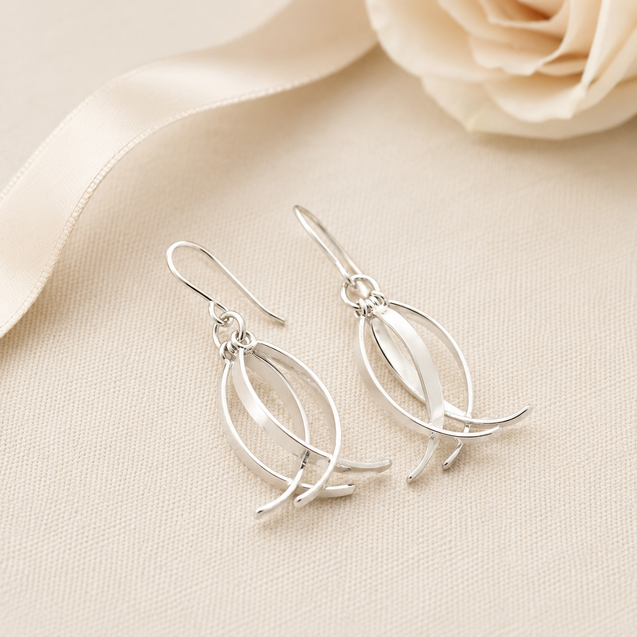 Sterling Silver Ichthys Fish Earrings