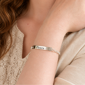 Sterling Silver Engraved Scripture Verse ID Bracelet | Custom Engraving Available