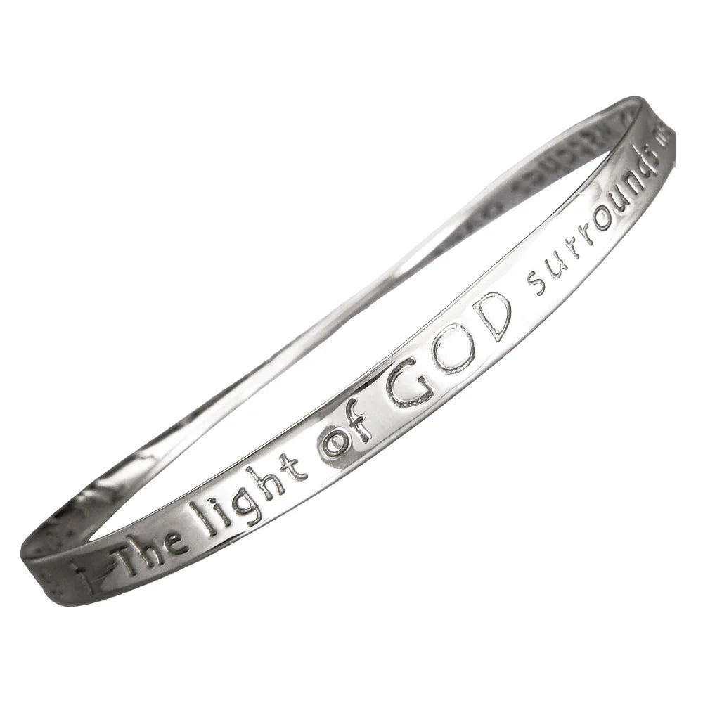 The Light of God Surrounds Me Mobius Bangle Bracelet | Sterling Silver