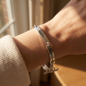Sterling Silver Custom Engraved Link Bracelet | Personalized Inscription