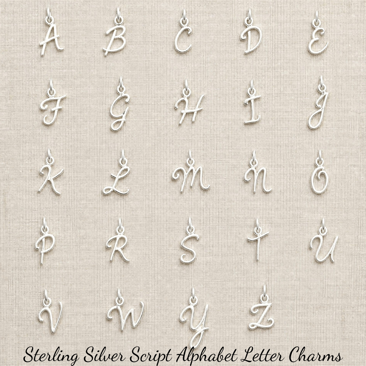 Sterling Silver Initial Charms | Script Alphabet Letter Charm