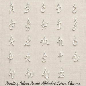 Sterling Silver Initial Charms | Script Alphabet Letter Charm