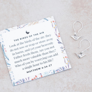 Sterling Silver Sweet Sparrow Earrings | Matthew 6:26-27