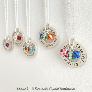 Custom Engraved Sterling Silver Family Birthstone Washer Necklace