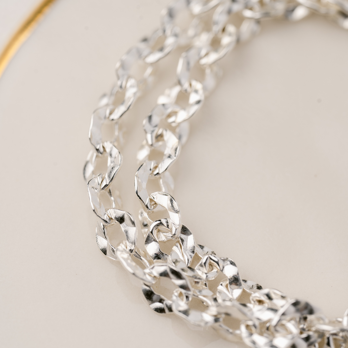 アクセサリー 191RRL Hammered Sterling Silver L Hammered Oval Link