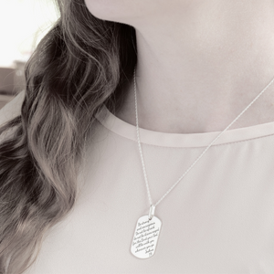 Sterling Silver Strong and Courageous Dog Tag Pendant Necklace | Joshua 1:9
